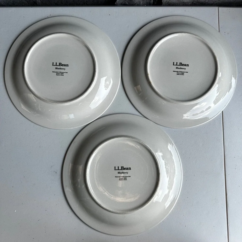 L.L.Bean Blueberry Dinner Plates Set of 3 Stoneware Cottage Gorpcore Grandmacore